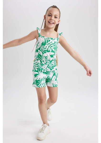 Kız Çocuk Desenli Askılı Pamuklu Kısa Tulum T2733A623HS modelleri