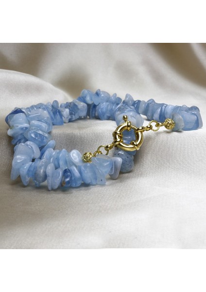 Akuamarin Kırık Taşlı Kolye | Altın Kaplama Detaylı fiyatları