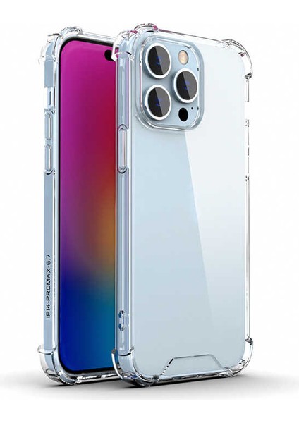 Apple iPhone 14 Pro Max Şeffaf Kılıf Köşelerde Darbelere Karşı Ultra Kalınlık (Antishock)