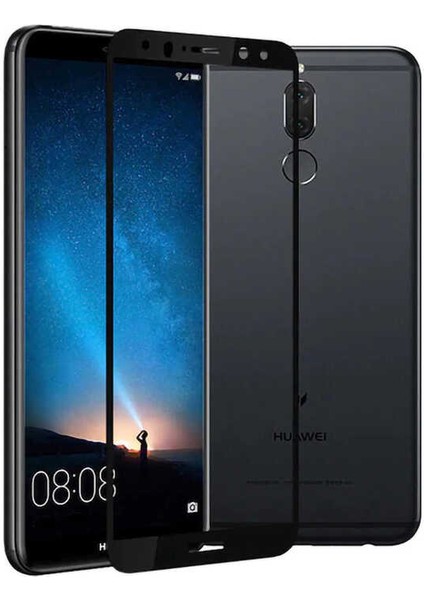 Huawei Mate 10 Lite Tam Kaplayan Tamperli Cam Kavisli Tam Korumalı (Davin 5d)