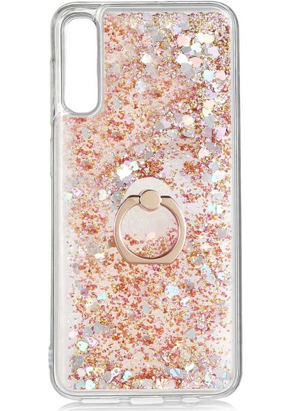 Samsung Galaxy A50 Kılıf Sıvılı Akışkanlı Renkli Desenli Simli Yüzüklü Silikon Kapak (Milce) fiyatları