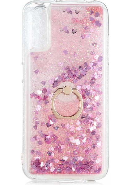 Samsung Galaxy A70 Kılıf Sıvılı Akışkanlı Renkli Desenli Simli Yüzüklü Silikon Kapak (Milce) fiyatları