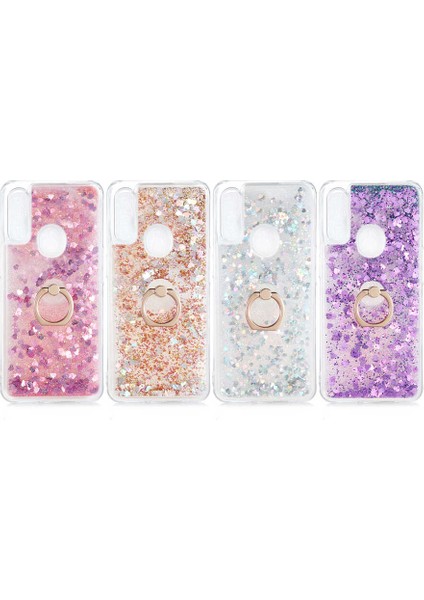 Oppo A31 Kılıf Sıvılı Akışkanlı Renkli Desenli Simli Yüzüklü Silikon Kapak (Milce) modelleri