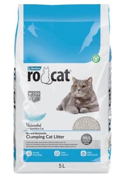 Kokusuz Kedi Kumu 5 Litre Bentonit Topaklaşan Doğal