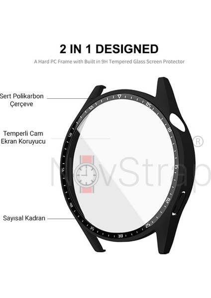 Huawei Watch Gt3 46MM Uyumlu Ekran Koruyucu Temperli Cam ve Kasa Koruyucu Sert Pc fiyatları