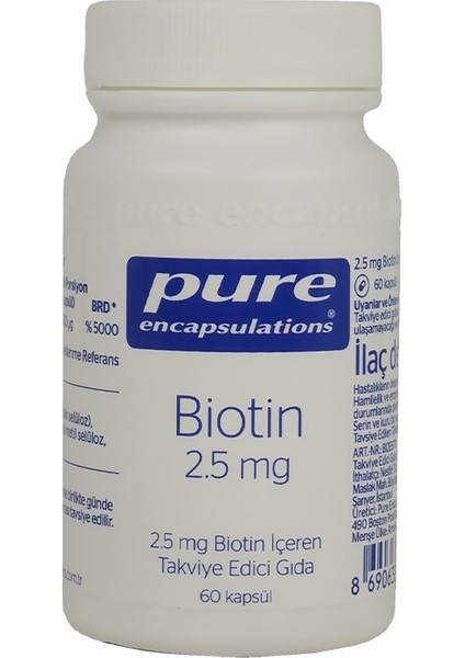 Pure Encapsulations Biotin 2.5 Mg 60 Kapsül