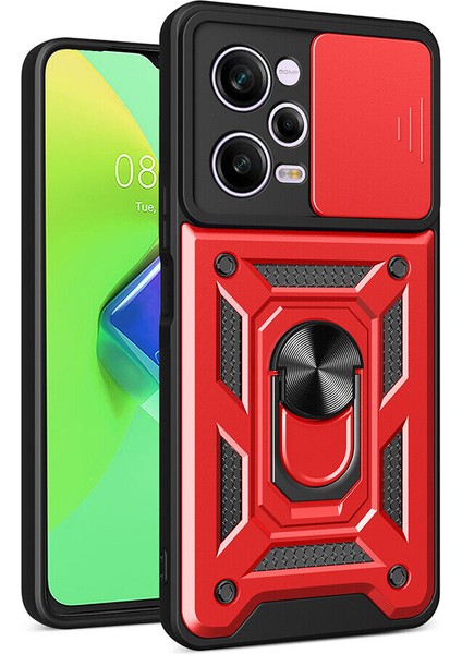 Xiaomi Poco X5 Pro 5g Kılıf Ultra Korumalı Yüzüklü Manyetik Sürgülü Vega Kapak