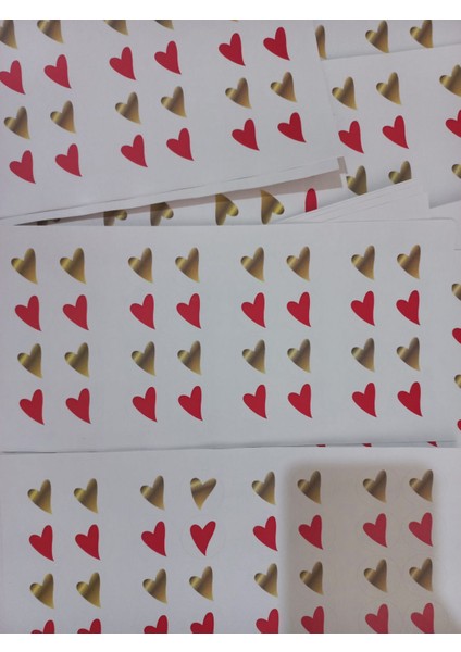 Genç Girişimci Kuşe Sticker-Gold-Kırmızı Kalp- (2,5x2,5 Cm) 50 Adet
