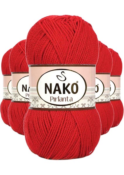 5 Adet Pırlanta Amigurumi El Örgü Ipi Yünü Gelincik Kırmızı 6741