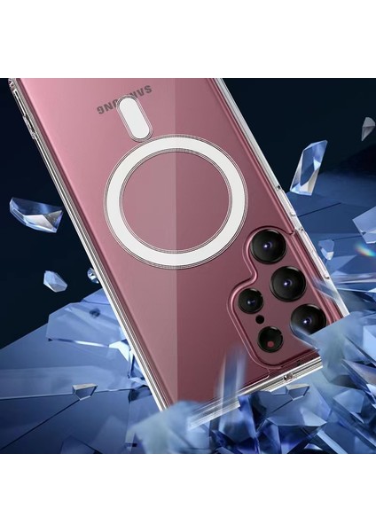 Samsung S23 Ultra Uyumlu Embos Serisi Magsafe Şarj Özellikli Şeffaf Sert Pc Kılıf indirimleri