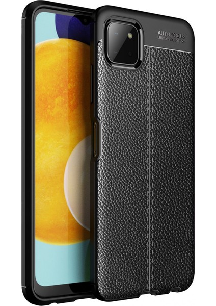 Samsung Galaxy M22 Kılıf Focus Derili Silikon - Siyah 300099