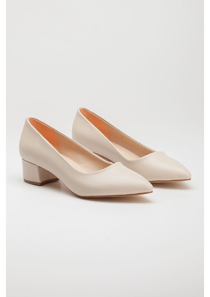 London Kadın Kısa Topuklu Ayakkabı Ten Cilt modelleri