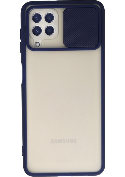 Samsung Galaxy A22 Kılıf Palm Buzlu Kamera Sürgülü Silikon - Lacivert 300099