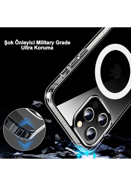 Apple iPhone 14 Pro Max Magsafe Wireless Şarj Özellikli Şeffaf Kılıf