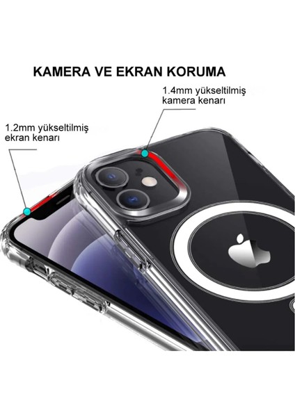Apple iPhone 11 Magsafe Wireless Şarj Özellikli Şeffaf Kılıf