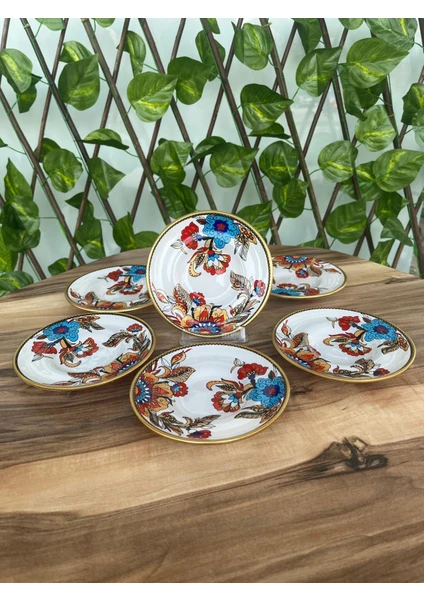 Gürcü Glass Çiçek Desen Beyaz 6 Adet Çay Tabağı 12,5 cm