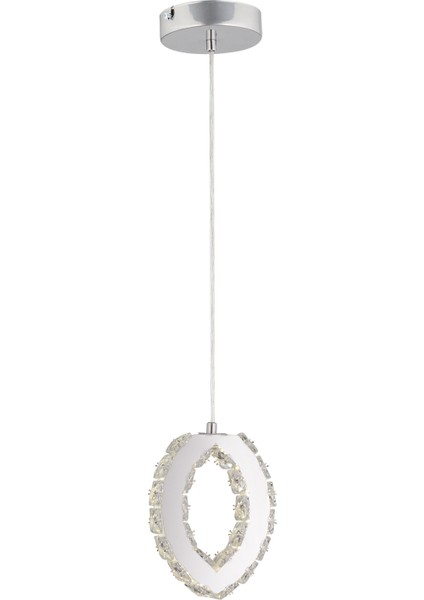 Wicker 40 Watt Tekli Krom Ledli 3 Renkli Sarkıt Kristalli Taşlı Modern Tasarım LED Kristal Salon Avize