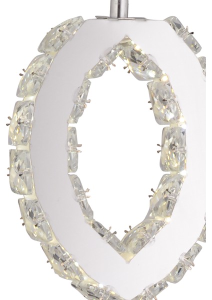 Wicker 40 Watt Tekli Krom Ledli 3 Renkli Sarkıt Kristalli Taşlı Modern Tasarım LED Kristal Salon Avize