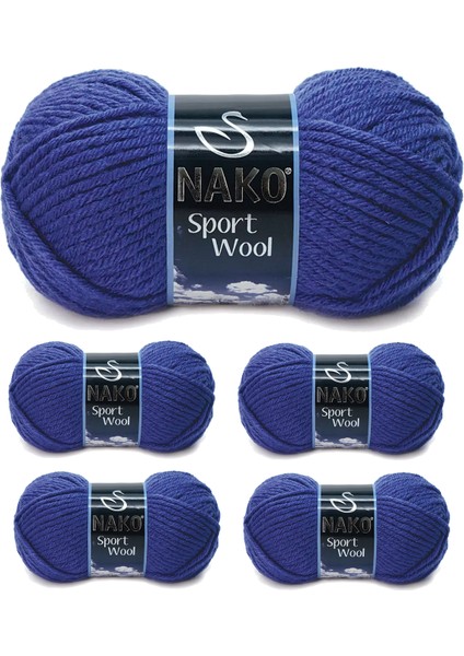 5 Adet Sport Wool Atkı Bere Ceket Yelek Örgü Ipi Yünü No: 10472 Saks
