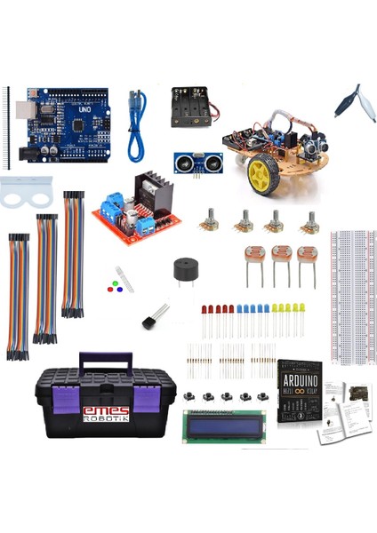 Emes Robotik Multi Arduino Uno Geliştirme Seti (2WD Araç ve Arduino Geliştirme Kitabı Hediyeli)