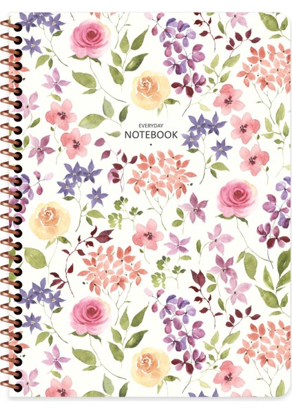 16.5X22.5 Kareli Defter Çiçek - Beyaz
