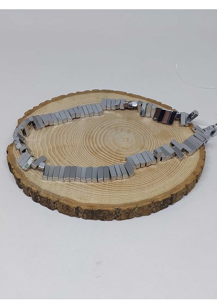 Hematit Taşı Dikdörtgen Çift Delikli Dizi 4,5*12MM (36780)