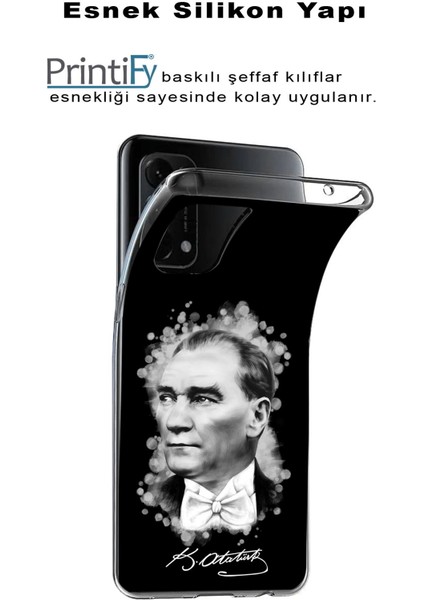 Apple iPhone 14 Pro Max Uyumlu Kapak Atatürk Tasarımlı Şeffaf Silikon Kılıf