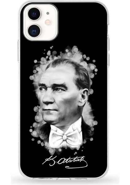 Apple iPhone 11 Uyumlu Kapak Atatürk Tasarımlı Şeffaf Silikon Kılıf