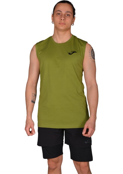 Joma Sprint - Haki Pamuklu Kolsuz Erkek T-Shirt - 4231114