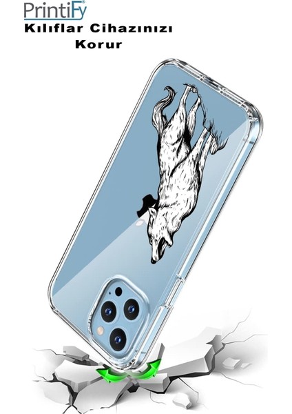 Apple iPhone 13 Uyumlu Kapak Kurt Tasarımlı Şeffaf Silikon Kılıf