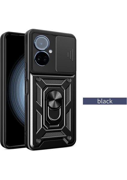 Tecno Camon 19 Pro Kılıf Kamera Korumalı Sürgülü Yüzüklü Armor Military Tank Koruyucu Kapak