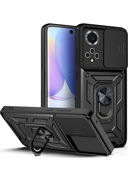 Huawei Nova Y70 Kılıf Kamera Korumalı Sürgülü Yüzüklü Armor Military Tank Koruyucu Kapak