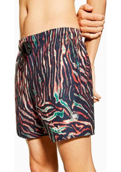 Siyah Desenli Fileli Cepli Bağcıklı Deniz Şortu fırsatları