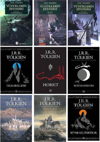 Hobbit - Yüzüklerin Efendisi: Yüzük Kardeşliği - İki Kule - Kralın Dönüşü - Btimemiş Öyküler - J. R. R. Tolkien - 9 Kitap Set