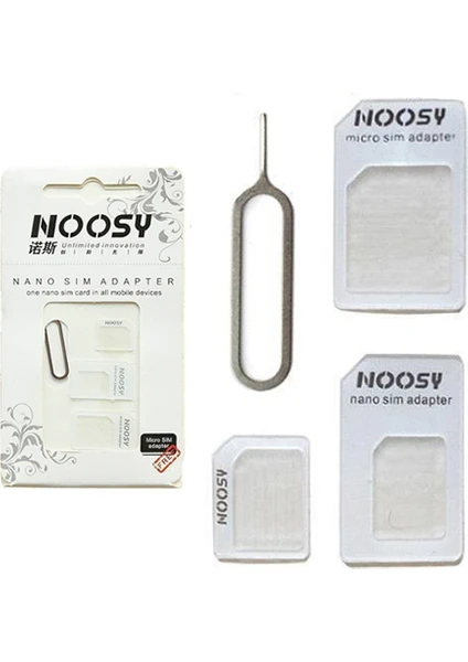 Noosy Micro, Nano, Normal Sim Kart Dönüştürücü Adaptör + Iğne