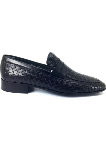 2090 Deri Örgü Erkek Klasik Ayakkabı-Siyah fiyatları