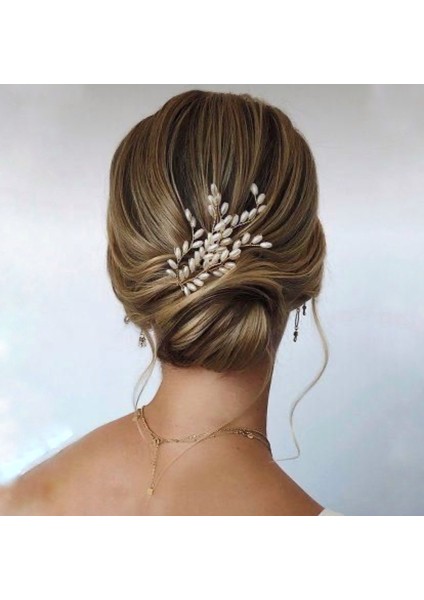 Incili Gelin Nişan Nikah Saç Aksesuarı 3 Lü