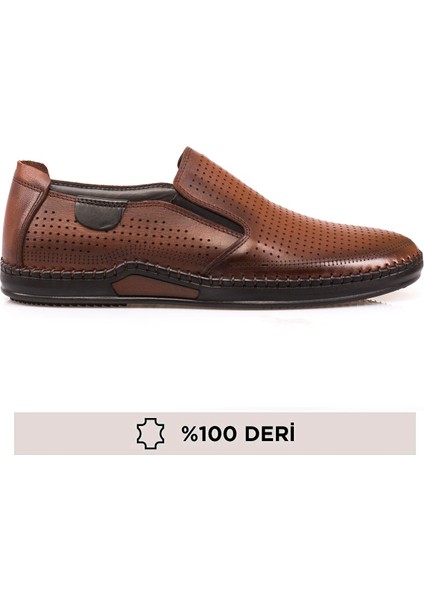 Deri Yazlık Tabana Dikişli Delikli Erkek Ayakkabı