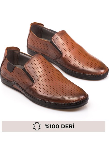 Deri Yazlık Tabana Dikişli Delikli Erkek Ayakkabı