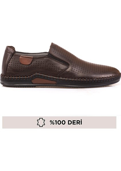 Deri Yazlık Tabana Dikişli Delikli Erkek Ayakkabı
