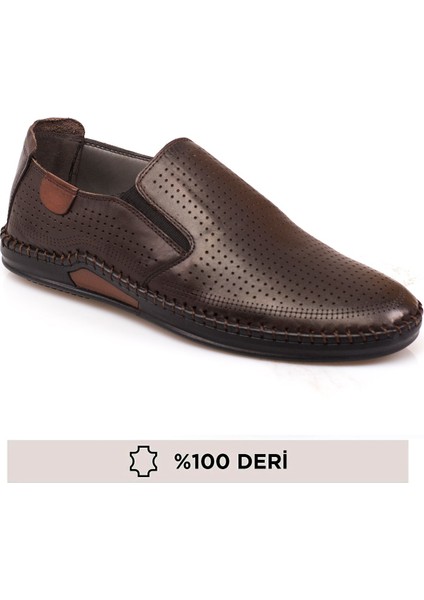 Deri Yazlık Tabana Dikişli Delikli Erkek Ayakkabı