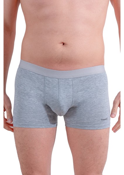 Yeap! Underwear 2 Li Gri Penye Pamuklu Likralı Düz Erkek Boxer Mükemmel Uyum Mükemmel Kalite Ye1