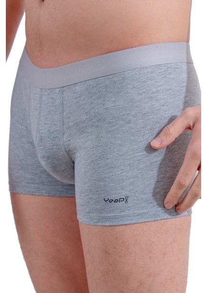 Yeap! Underwear 2 Li Gri Penye Pamuklu Likralı Düz Erkek Boxer Mükemmel Uyum Mükemmel Kalite Ye1 indirimleri