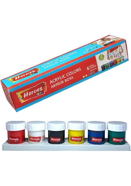 Akrilik Boya 6 Renk 25 ml 1 Paket Akrilik Boya Seti 6 Lı Kağıt Tuval Ahşap Cam Duvar Metal Boyama