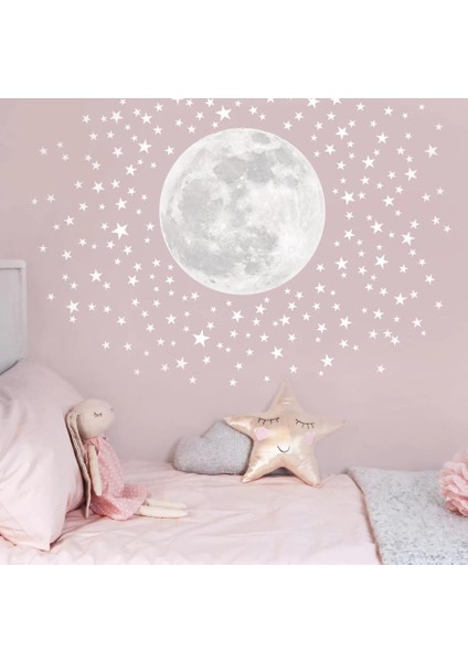 Bebek Odası ve Çocuk Odaları Için Soluk Ay Yıldız Sticker Duvar Çıkartması modelleri