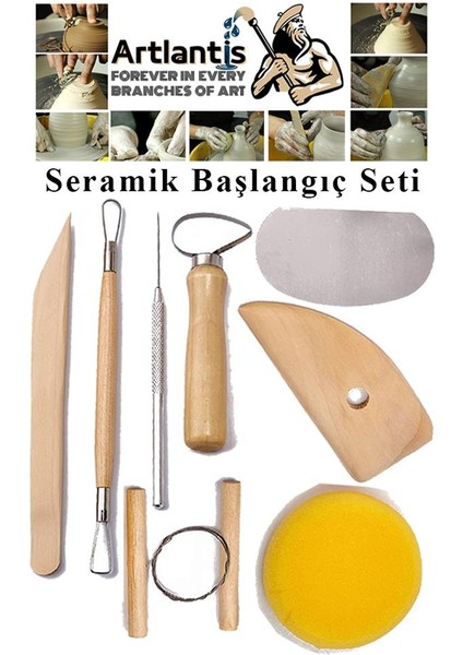 Seramik Başlangıç Boyama Seti 24 Parça 1 Paket Kil Hamuru Fırça Palet Akrilik Boya Modelaj Modelleme Heykel Ebeşuar