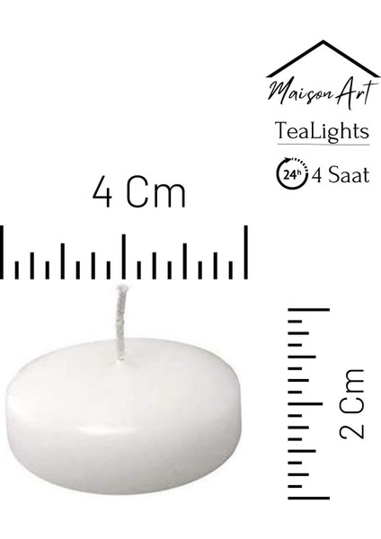 Float | 12 Adet Yüzen Mum | 4 Saat Yanan Tea Light Mum | Kokusuz Terapi Mumu