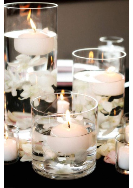 Float | 12 Adet Yüzen Mum | 4 Saat Yanan Tea Light Mum | Kokusuz Terapi Mumu