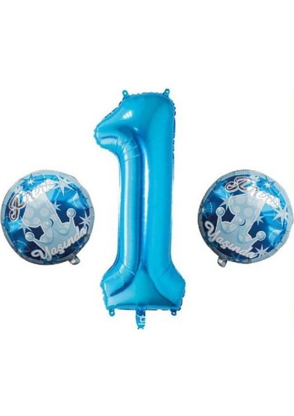 1 Yaş Mavi 3 Lü Folyo Balon
