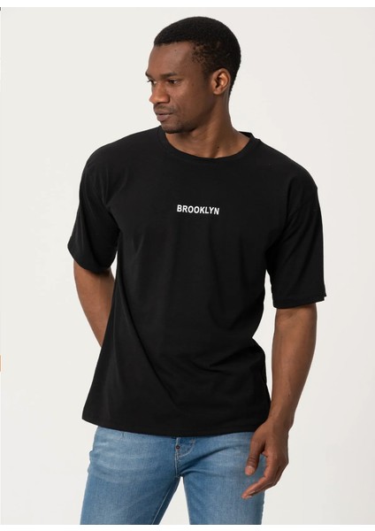 Brooklyn Baskılı Oversize T-Shirt
